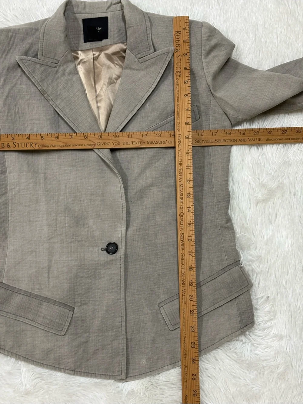 Smythe Light Gray Single-Button Tailored Blazer